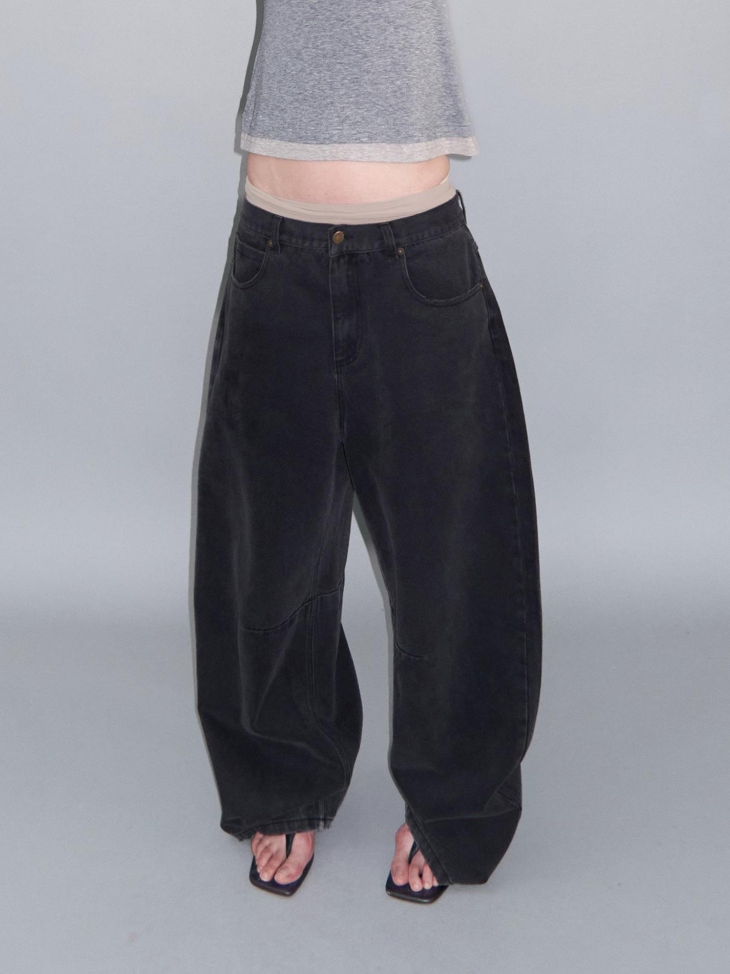 Delivery Washed Distressed Curved Cut Oversized Women&