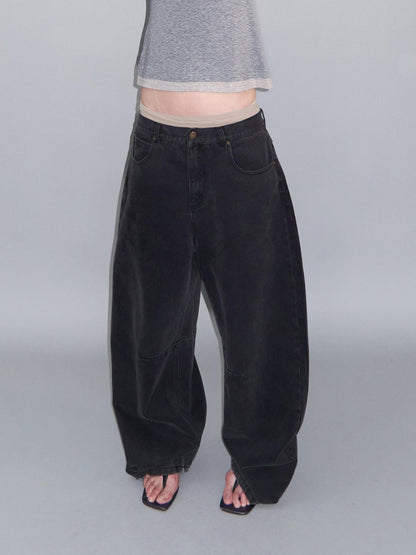Delivery Washed Distressed Curved Cut Oversized Women&