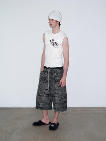 Delivery White Deconstructed Layered Pleated Printed Slim H Line Women&