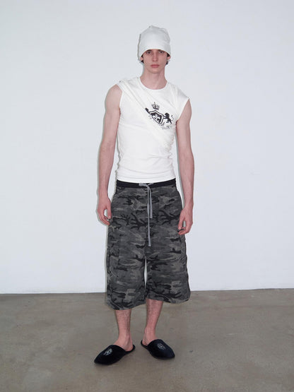 Delivery White Deconstructed Layered Pleated Printed Slim H Line Women&
