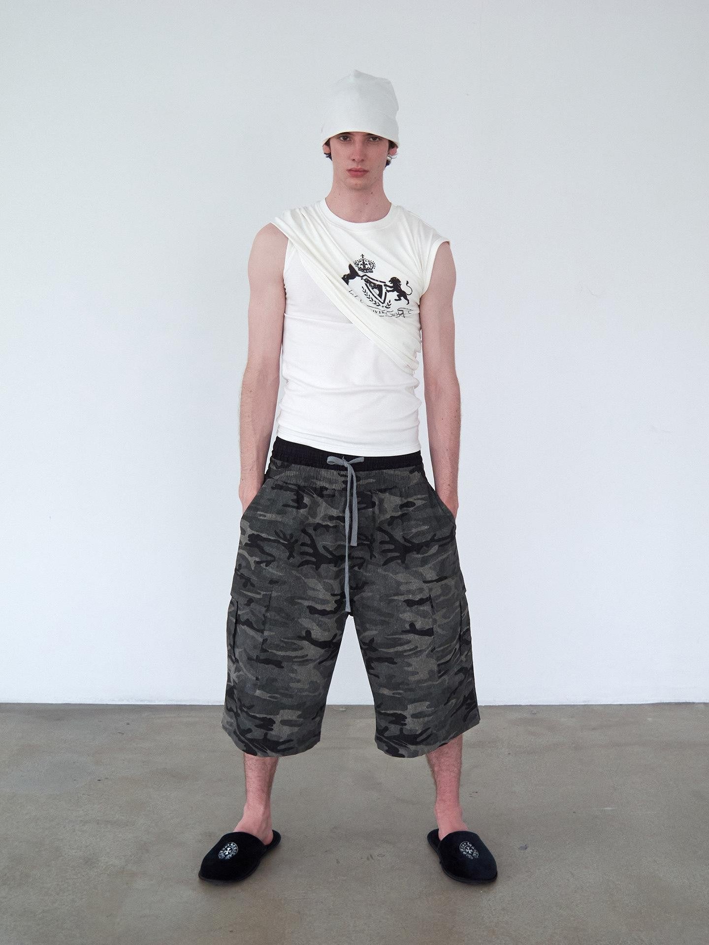 Delivery White Deconstructed Layered Pleated Printed Slim H Line Women&