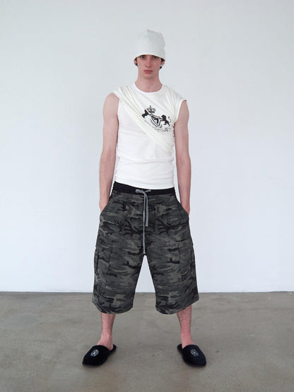 Delivery White Deconstructed Layered Pleated Printed Slim H Line Women&