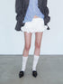 Delivery White Layered Ruffle Bloom Short Skirt