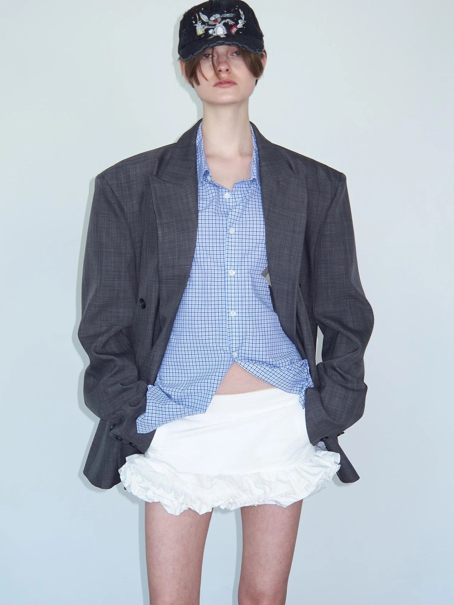 White Layered Ruffle Bloom Short Skirt