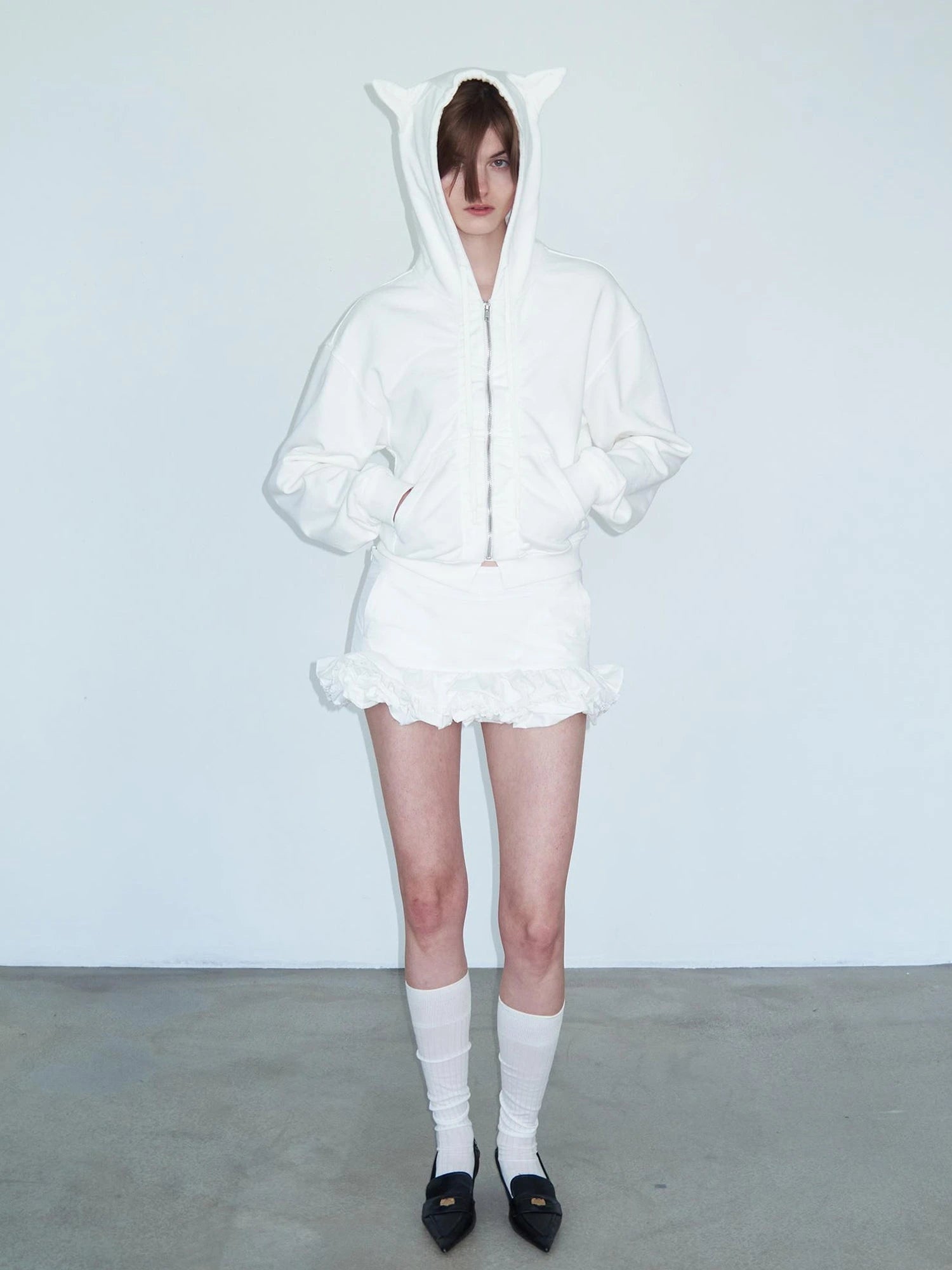 White Layered Ruffle Bloom Short Skirt