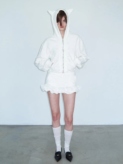 White Layered Ruffle Bloom Short Skirt