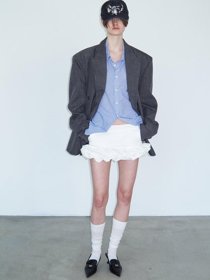 Delivery White Layered Ruffle Bloom Short Skirt