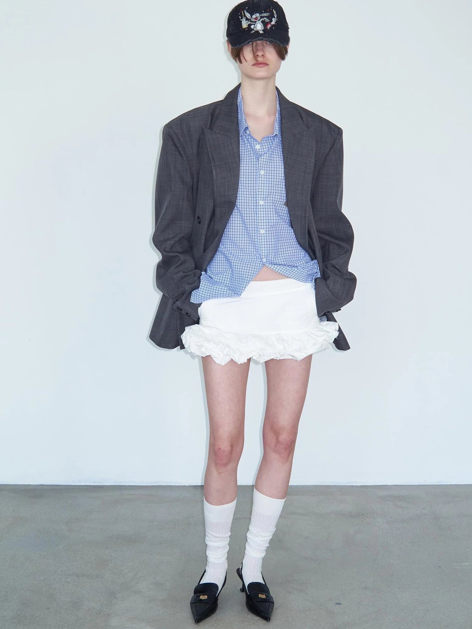 White Layered Ruffle Bloom Short Skirt