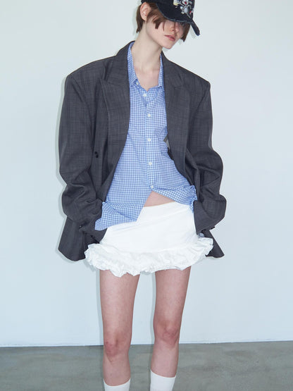 Delivery White Layered Ruffle Bloom Short Skirt