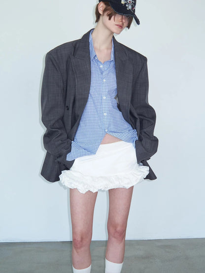 White Layered Ruffle Bloom Short Skirt