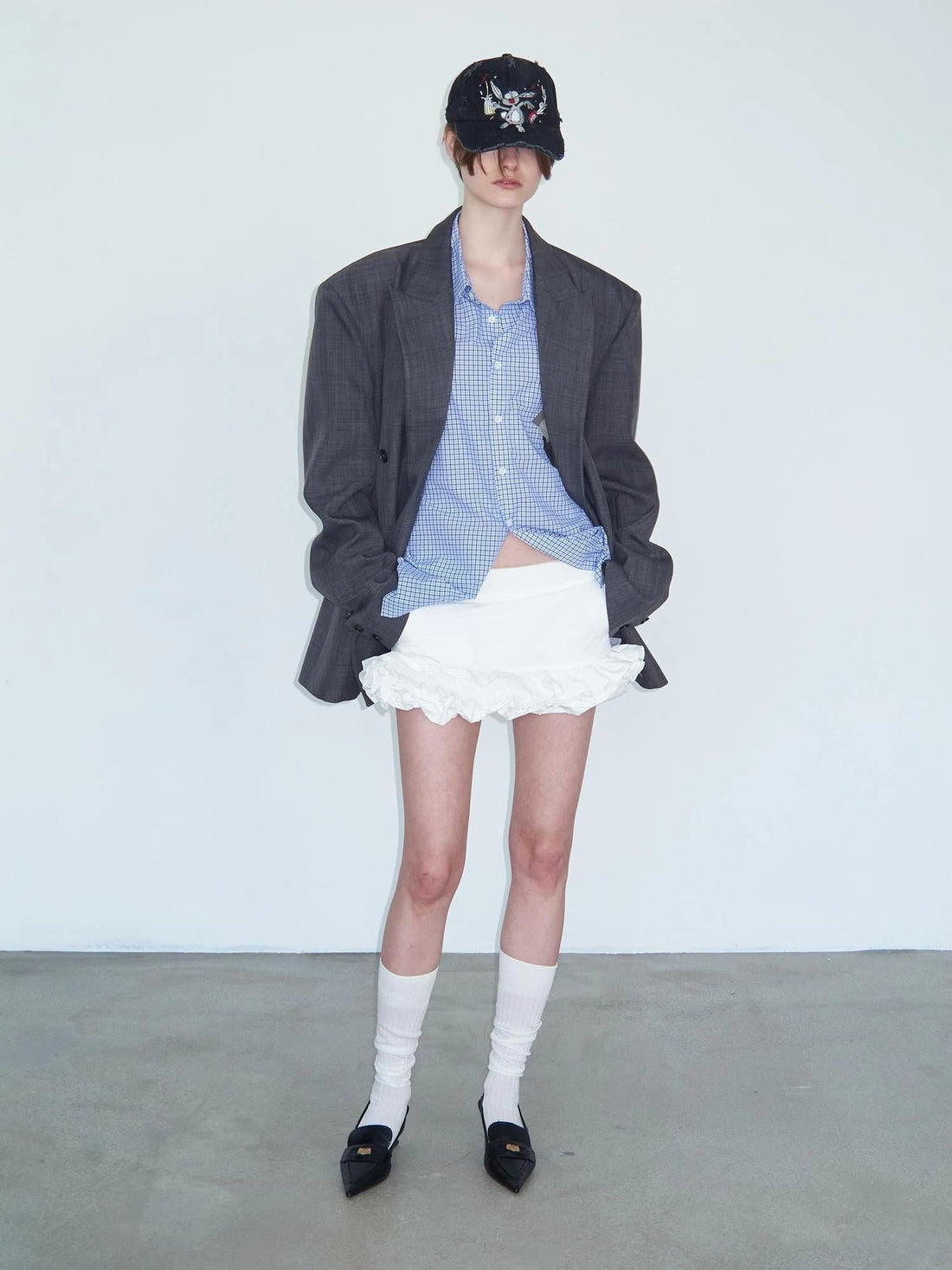 White Layered Ruffle Bloom Short Skirt