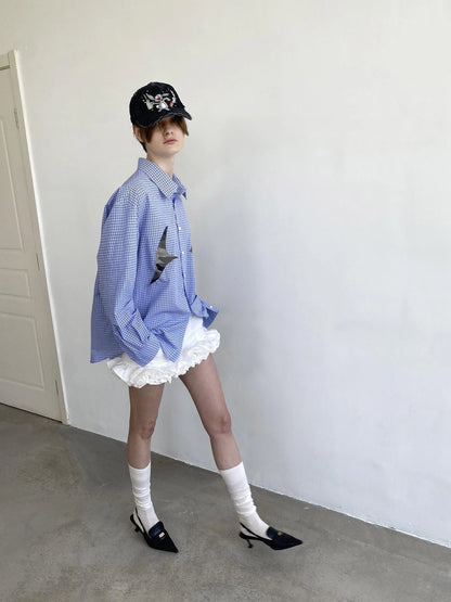 White Layered Ruffle Bloom Short Skirt