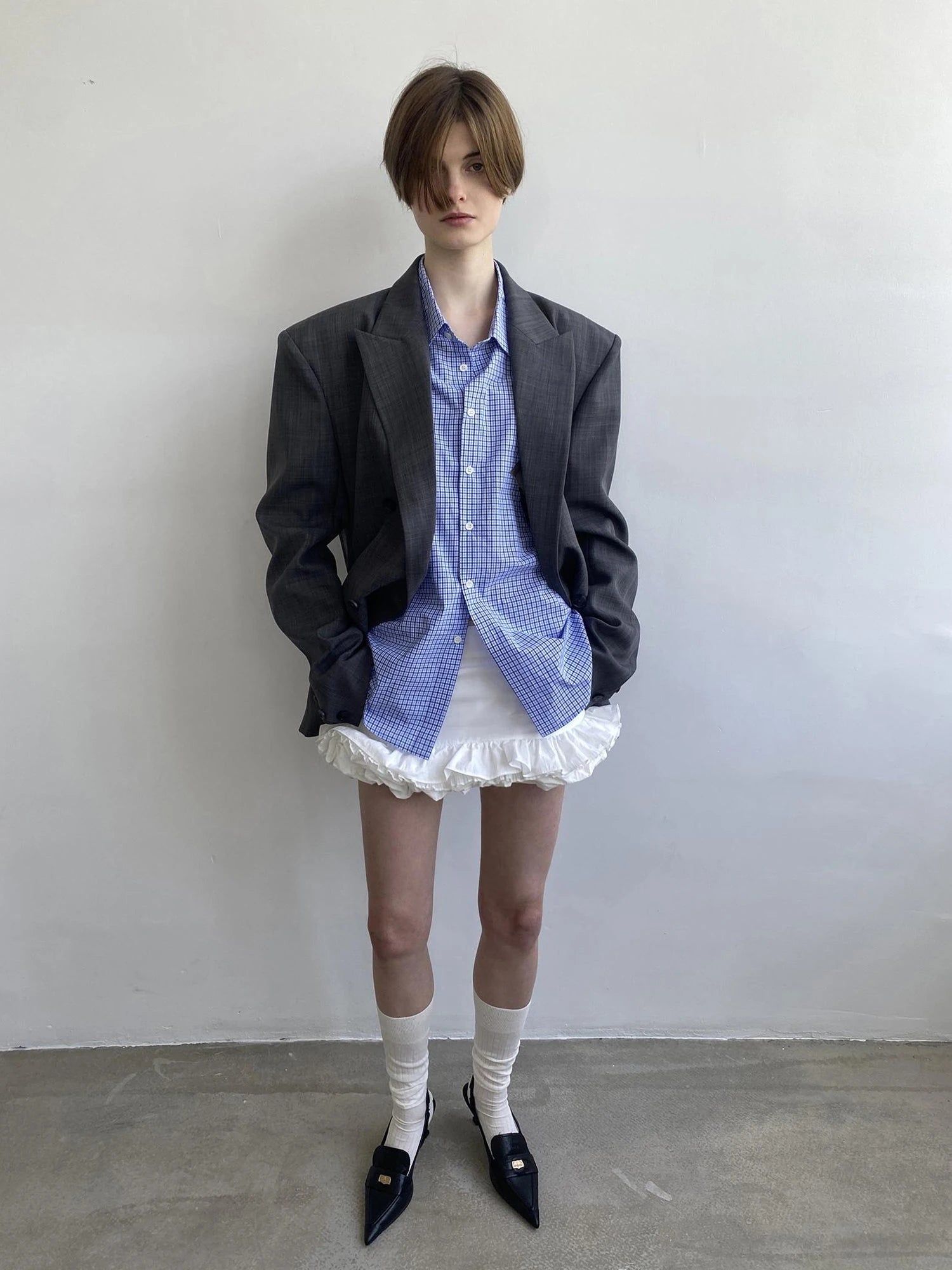 White Layered Ruffle Bloom Short Skirt