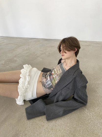 White Layered Ruffle Bloom Short Skirt