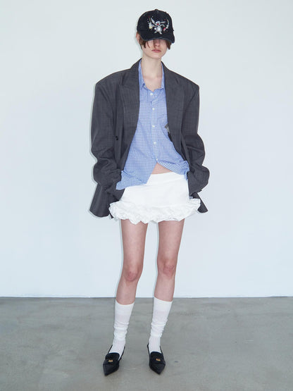 Delivery White Layered Ruffle Bloom Short Skirt