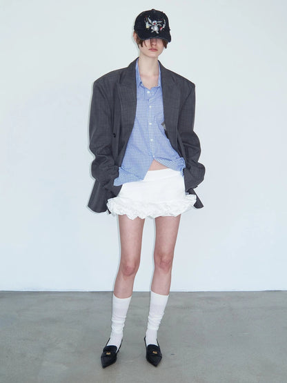 White Layered Ruffle Bloom Short Skirt