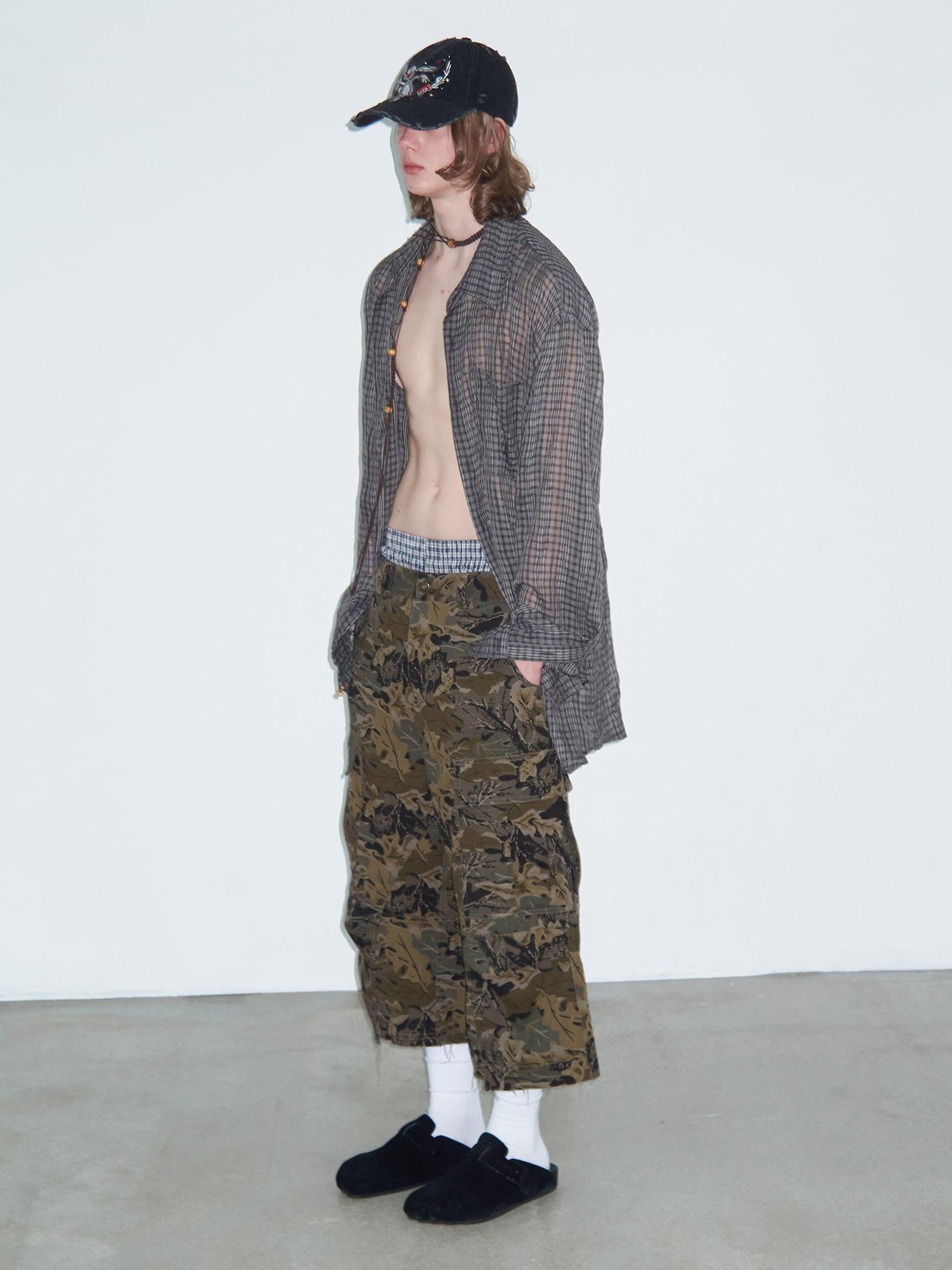 Delivery Wrinkled Gray Checkered Lightweight Sun Protection Shirt
