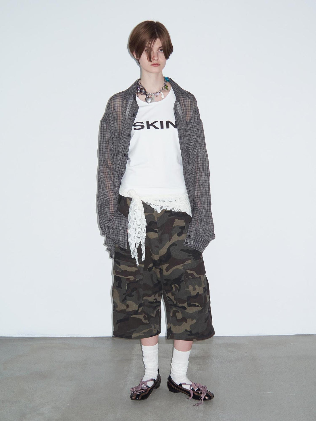 Delivery Wrinkled Gray Checkered Lightweight Sun Protection Shirt