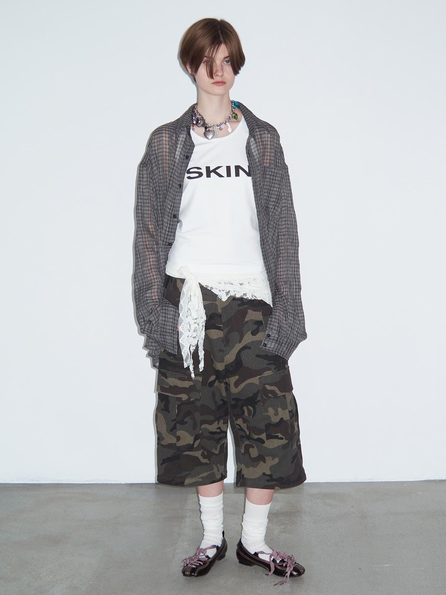 Delivery Wrinkled Gray Checkered Lightweight Sun Protection Shirt
