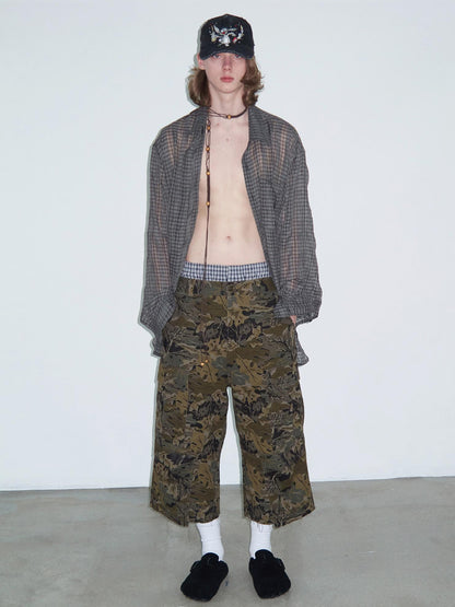 Delivery Wrinkled Gray Checkered Lightweight Sun Protection Shirt