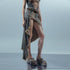 UpdateNN NORTH NODE Distressed Denim Frayed Hem Skirt With Shorts