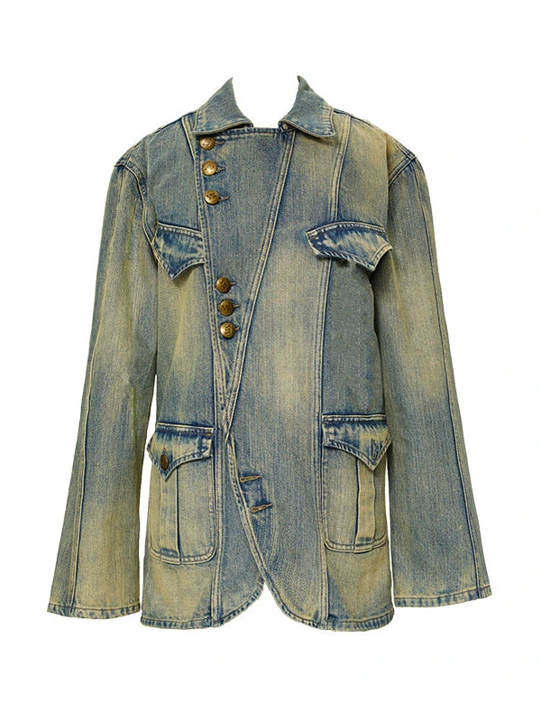 Deconstructed Denim Sport Top Blue Green