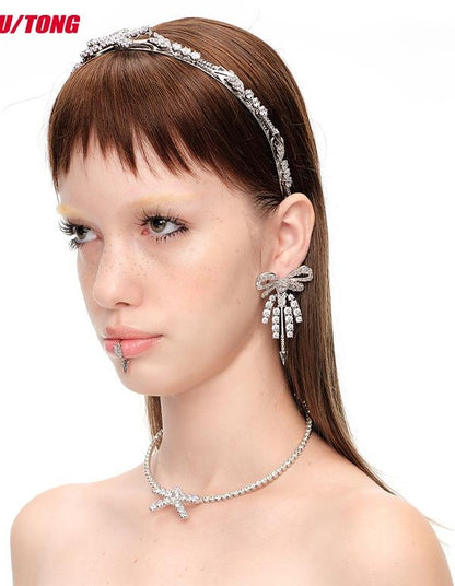 Designer Crystal Bow Hair Clip &amp; Earrings Set