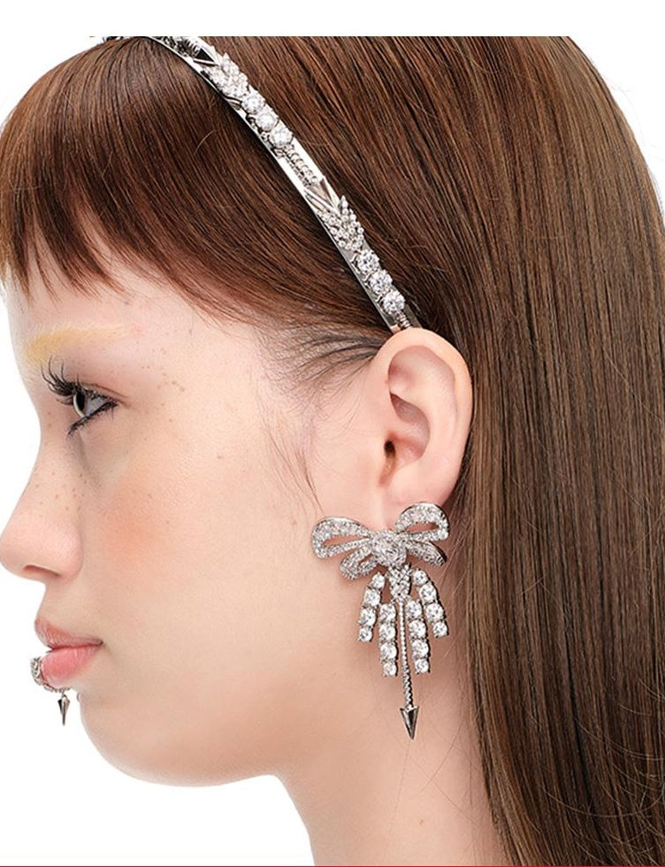 Designer Crystal Bow Hair Clip &amp; Earrings Set