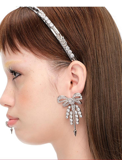 Designer Crystal Bow Hair Clip &amp; Earrings Set