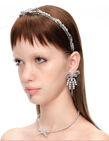 Designer Crystal Bow Hair Clip &amp; Earrings Set