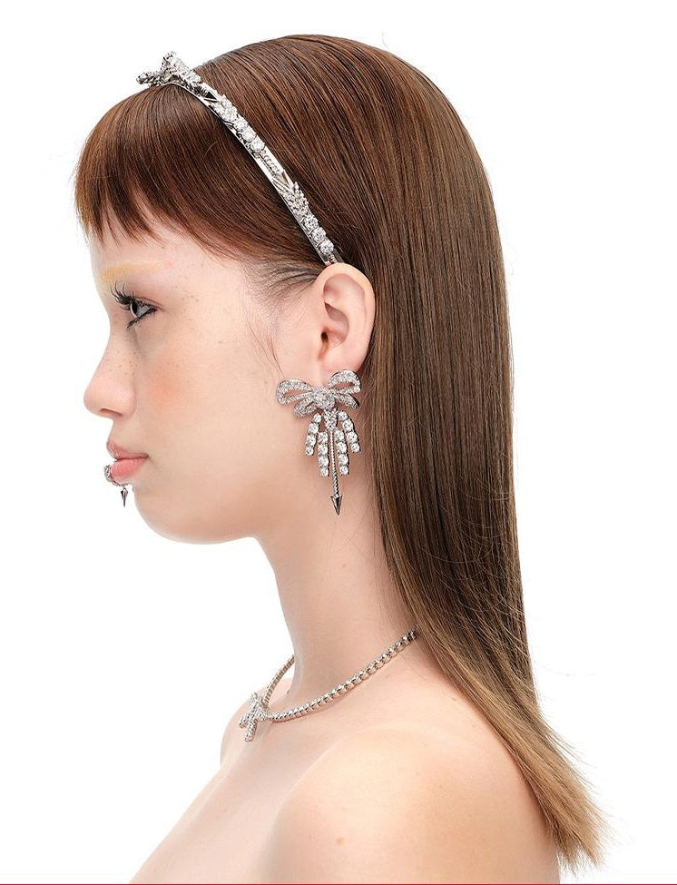 Designer Crystal Bow Hair Clip &amp; Earrings Set