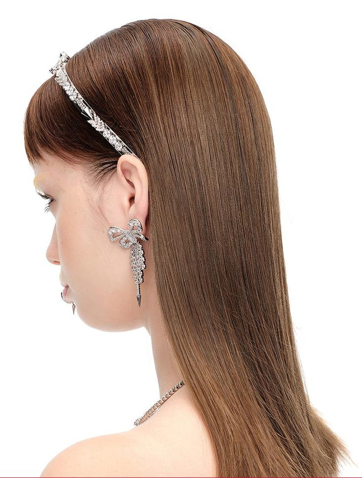 Designer Crystal Bow Hair Clip &amp; Earrings Set