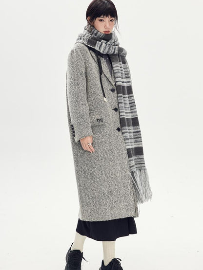 DIDDI MODA Detachable Hood Wool Blend Trench Coat