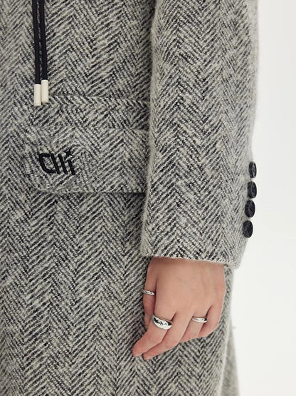 Detachable Hood Wool Blend Trench Coat