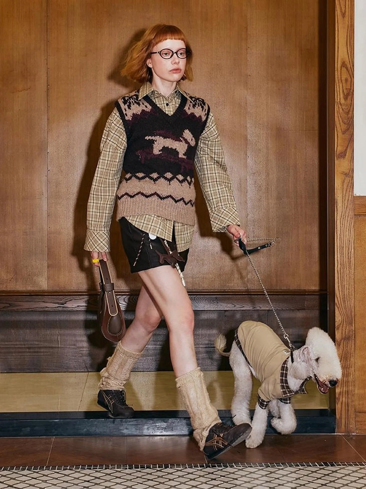 Detachable Tie Plaid Shirt Loose Fit Autumn Casual