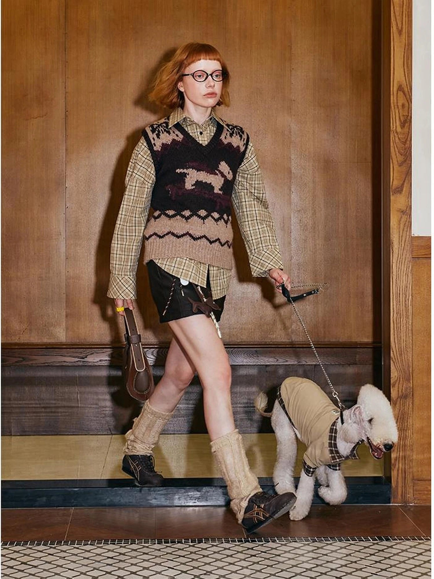 Detachable Tie Plaid Shirt Loose Fit Autumn Casual