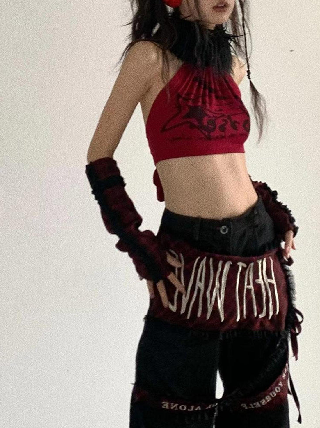 WSW WUSHENWU Detachable Two Way Sling Vest With Faux Fur Collar