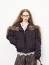 DIDDI MODA Detachable Zip Cape Hooded Short Puffer Jacket