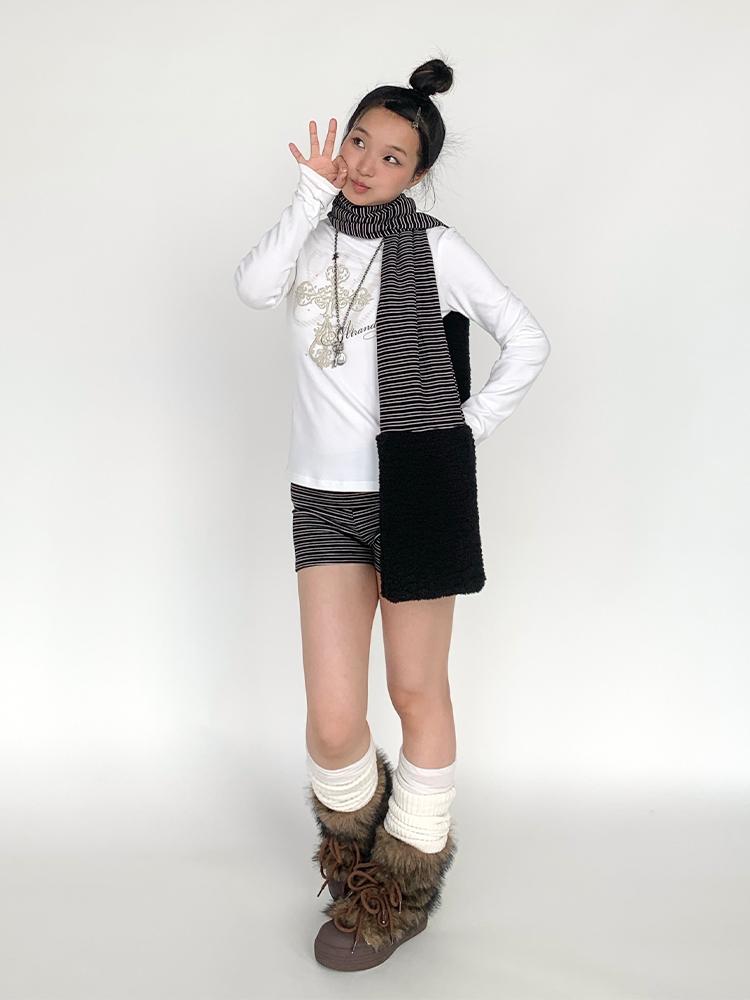 Devil Print Thermal Layered Leggings with Anti-Slip Shorts Pants