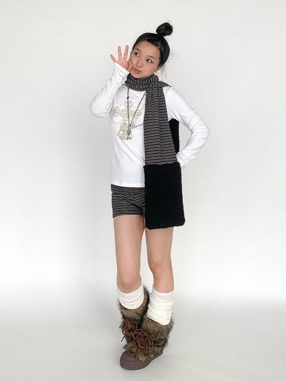Devil Print Thermal Layered Leggings with Anti-Slip Shorts Pants
