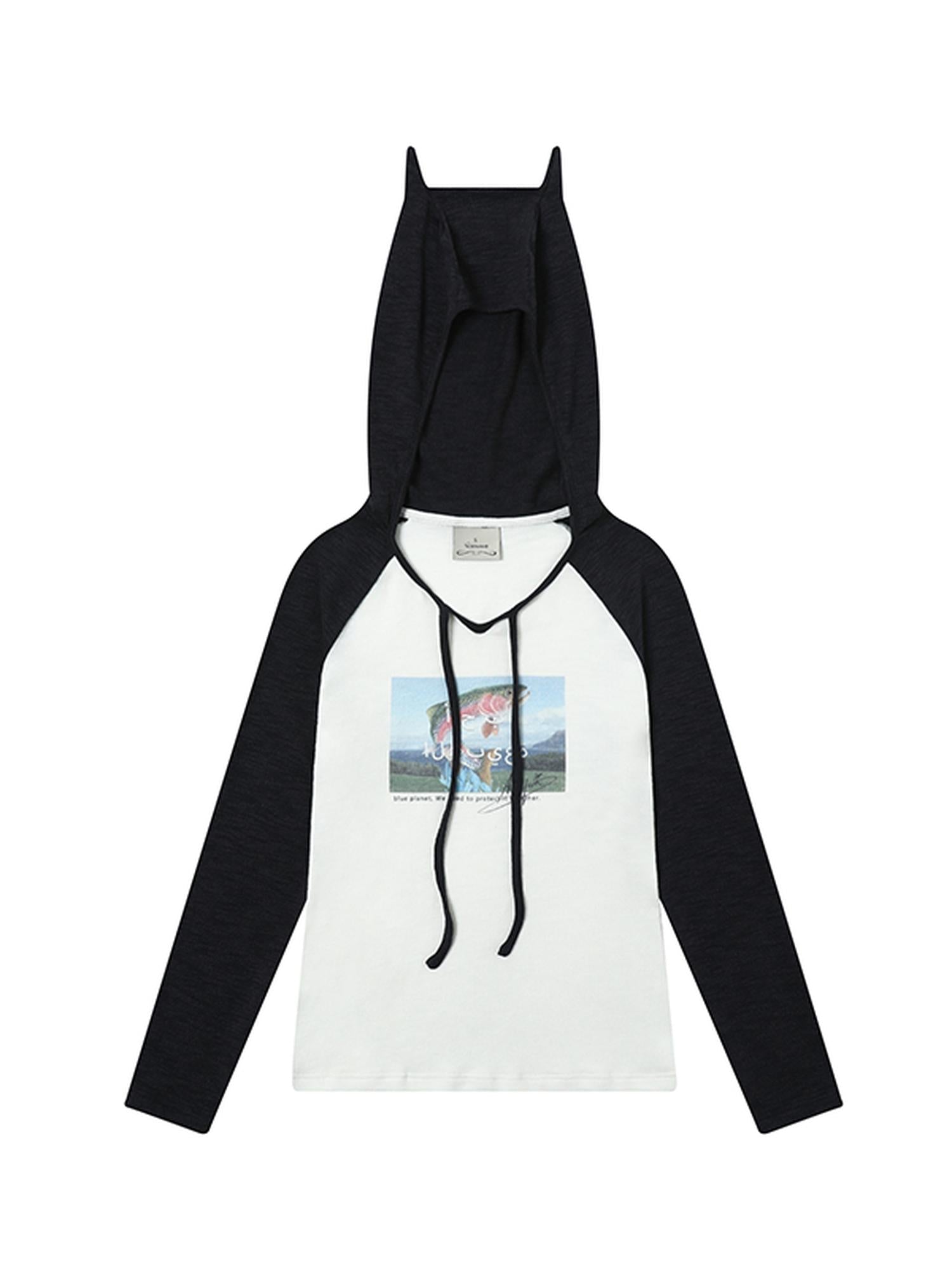 Achihara Devil Betta Earth Print Drop Shoulder Tee
