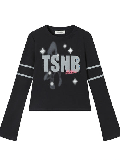 Tyndall Effect Short Sleeve Tee Warp Print Peace Message