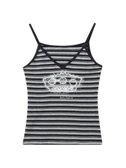 Achihara Breton Dixie Striped Rope Embroidered Bralette