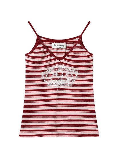 Achihara Breton Dixie Striped Rope Embroidered Bralette