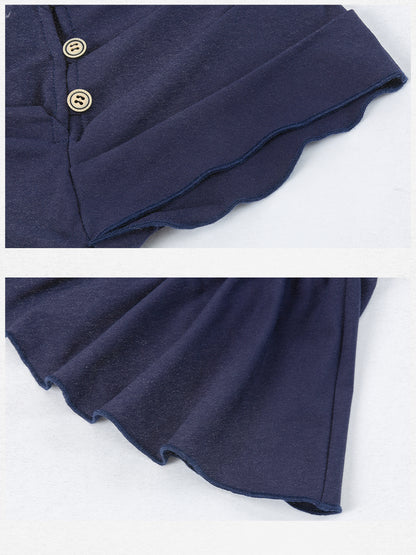 Dorydory Asymmetrical Placket Tuck Detail Tee With Flounced Hem