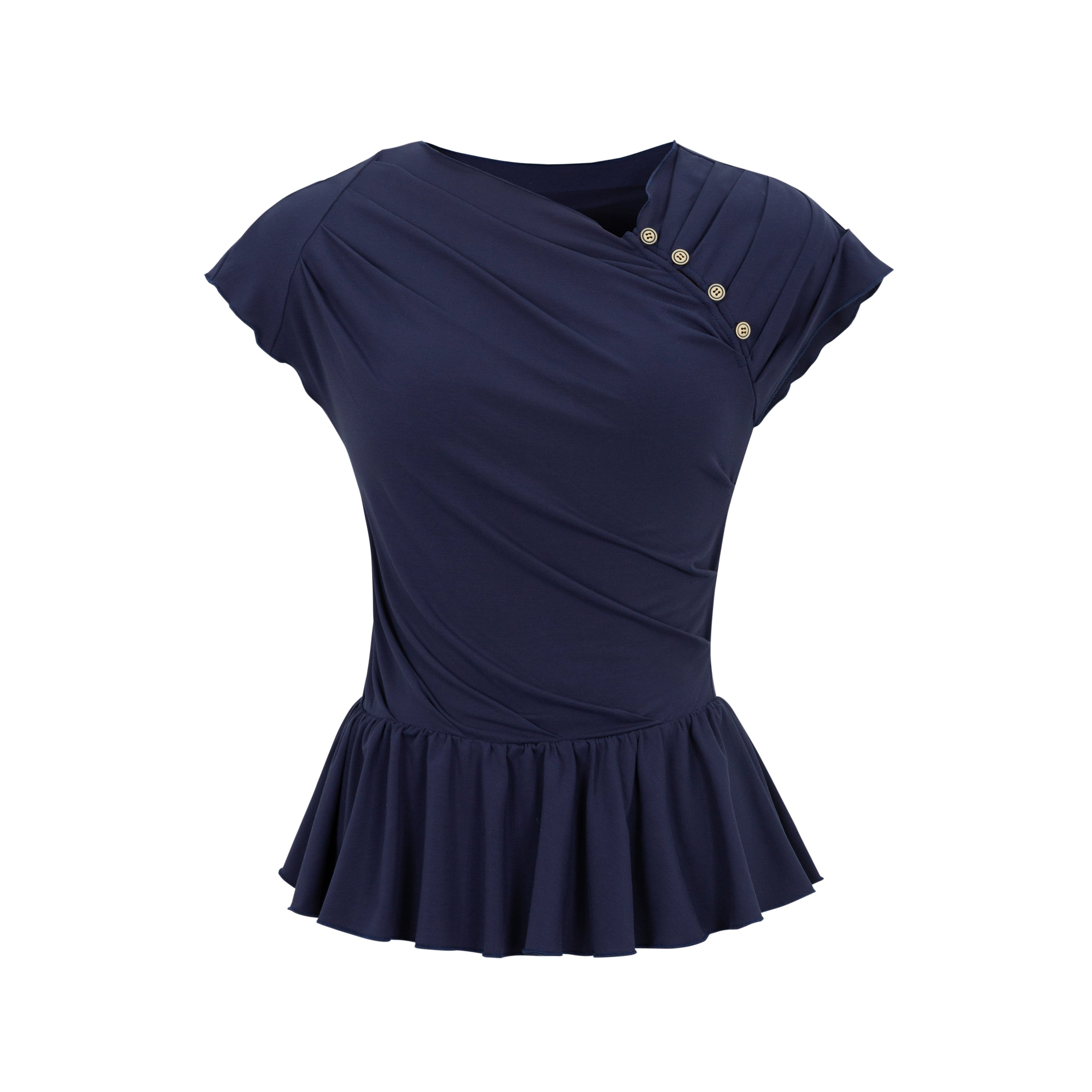 Dorydory_Asymmetrical_Placket_Tuck_Detail_Tee_With_Flounced_Hem_MISSTT