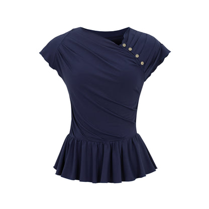 Dorydory_Asymmetrical_Placket_Tuck_Detail_Tee_With_Flounced_Hem_MISSTT