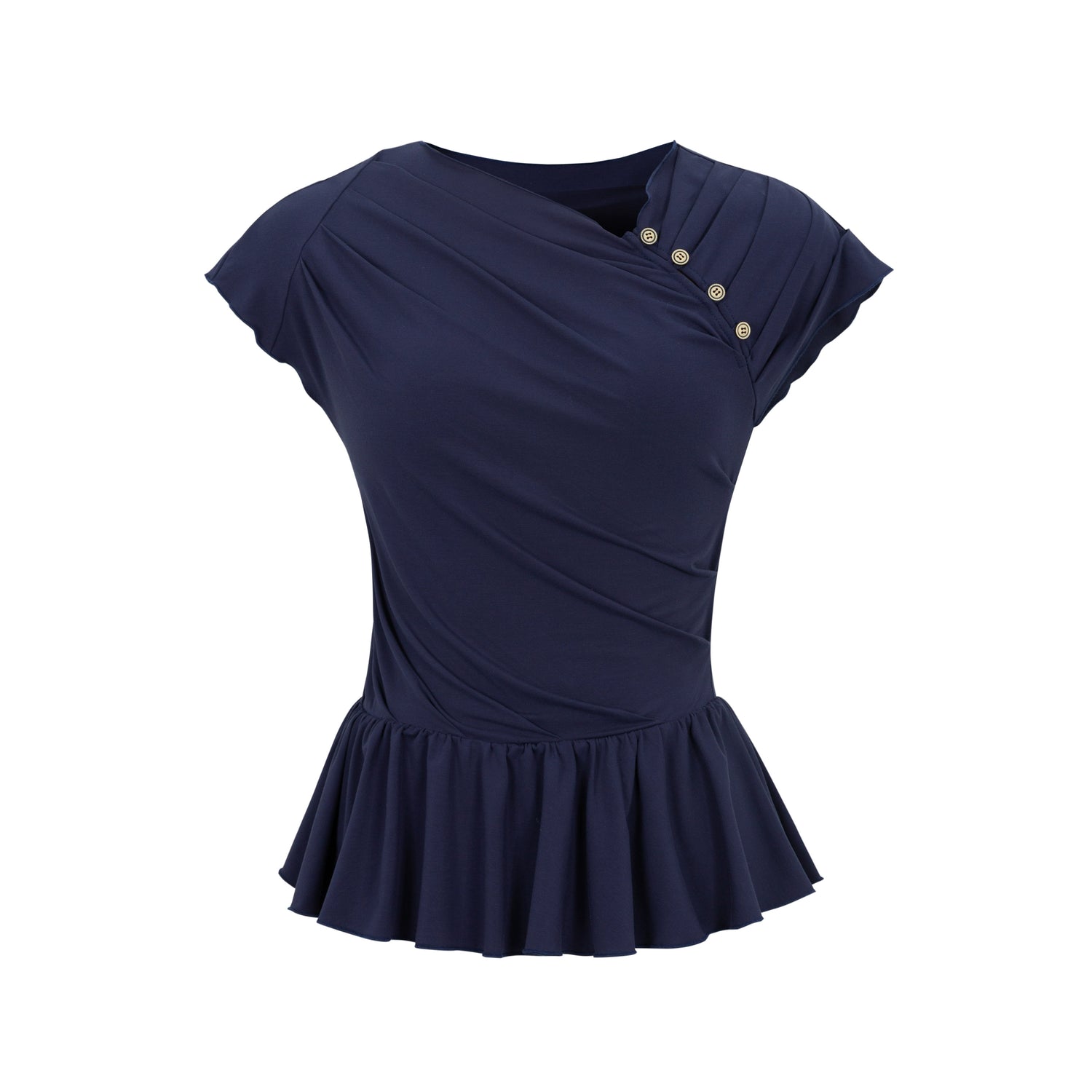 Dorydory_Asymmetrical_Placket_Tuck_Detail_Tee_With_Flounced_Hem_MISSTT