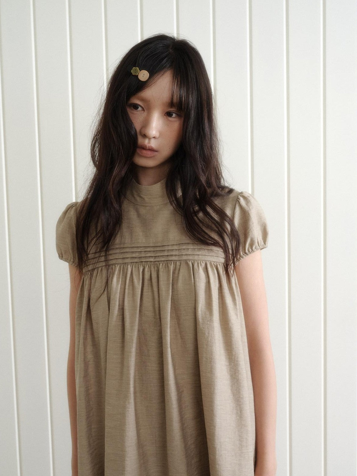 Dorydory Babydoll Puff Sleeve Loose Shirtdress Women&