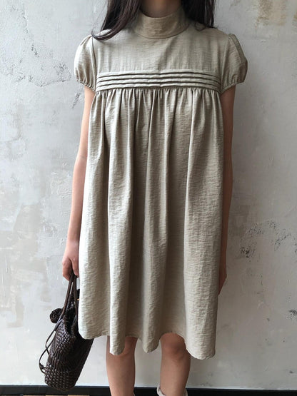 Dorydory Babydoll Puff Sleeve Loose Shirtdress Women&
